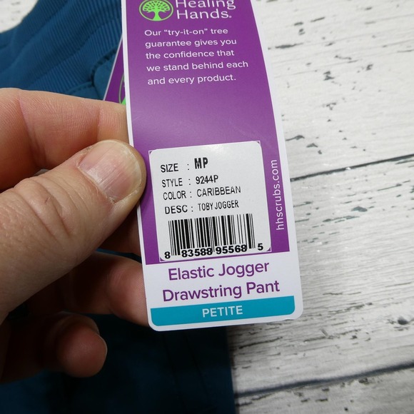Healing‎ Hands Pants Womens Medium Petite Caribbean Purple Toby Jogger Scrub - Picture 4 of 14